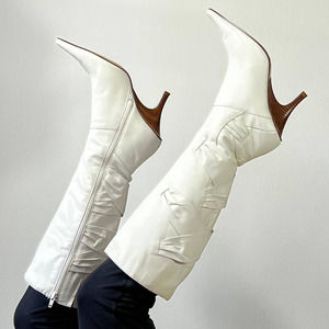 Bakers White Leather Heeled Boots|Size 7.5 US W| Y2K